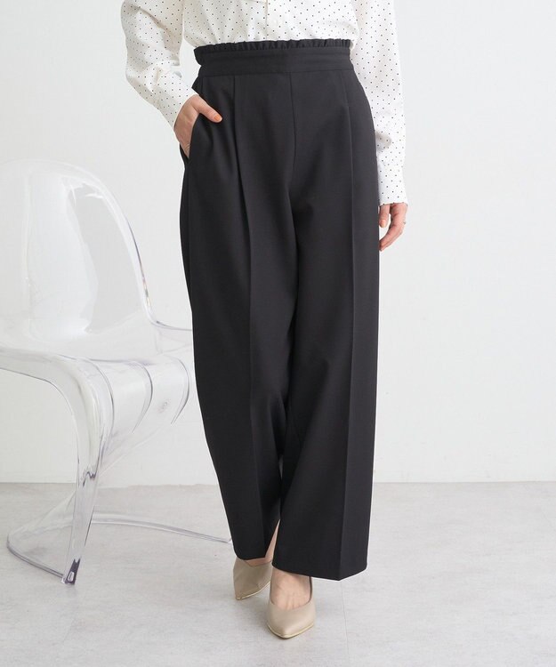 earth music&ecology ウエストフリルワイドパンツ Black