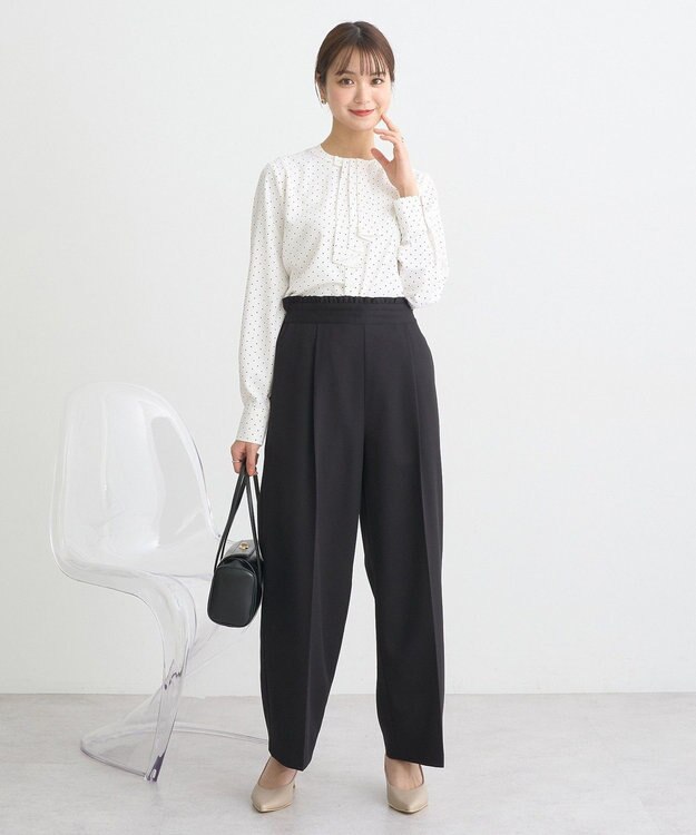 earth music&ecology ウエストフリルワイドパンツ Black