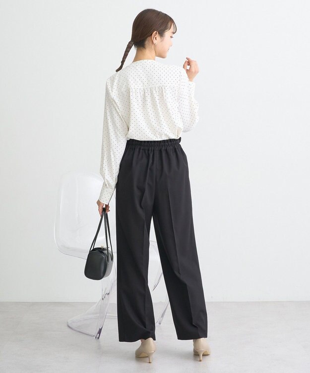 earth music&ecology ウエストフリルワイドパンツ Black