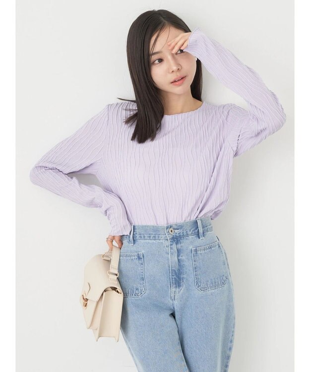 earth music&ecology うねうねプルオーバー Lavender