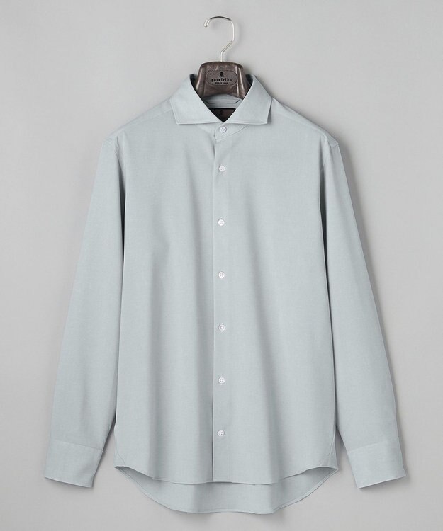 GOTAIRIKU 【シワになりにくい/ストレッチ/洗える】ウールライク シャツ_カッタウェイカラー スカイブルー系