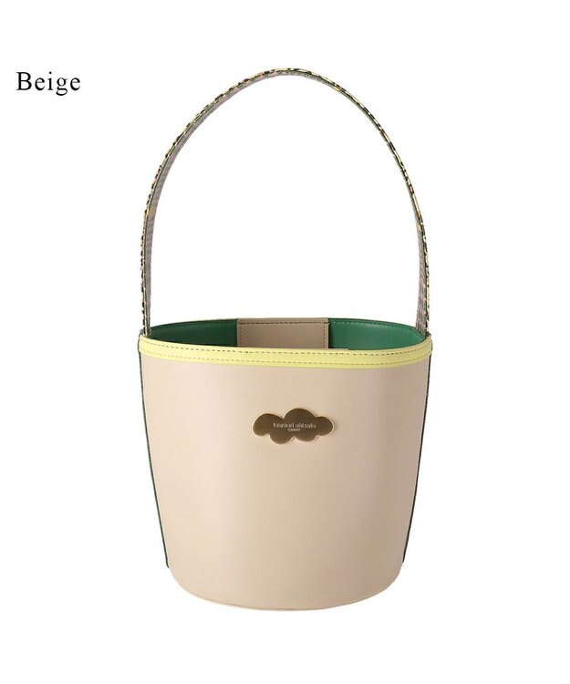 tsumori chisato CARRY カラーコンビエコレザー ハンドバッグ　バケツバッグ ショルダーバッグ ベージュ