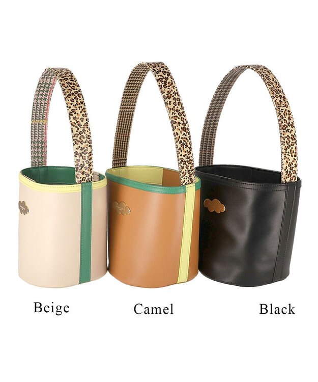 tsumori chisato CARRY カラーコンビエコレザー ハンドバッグ　バケツバッグ ショルダーバッグ キャメル