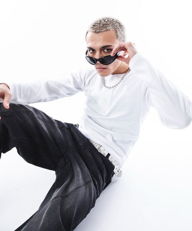 WEGO 【ユニセックス着用ITEM】コンパクトフィットリブヘンリーネックT（LS） ホワイト