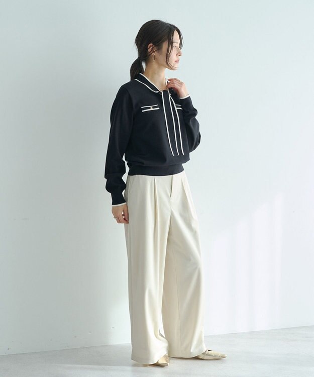 YECCA VECCA 配色ボウタイニット Ivory