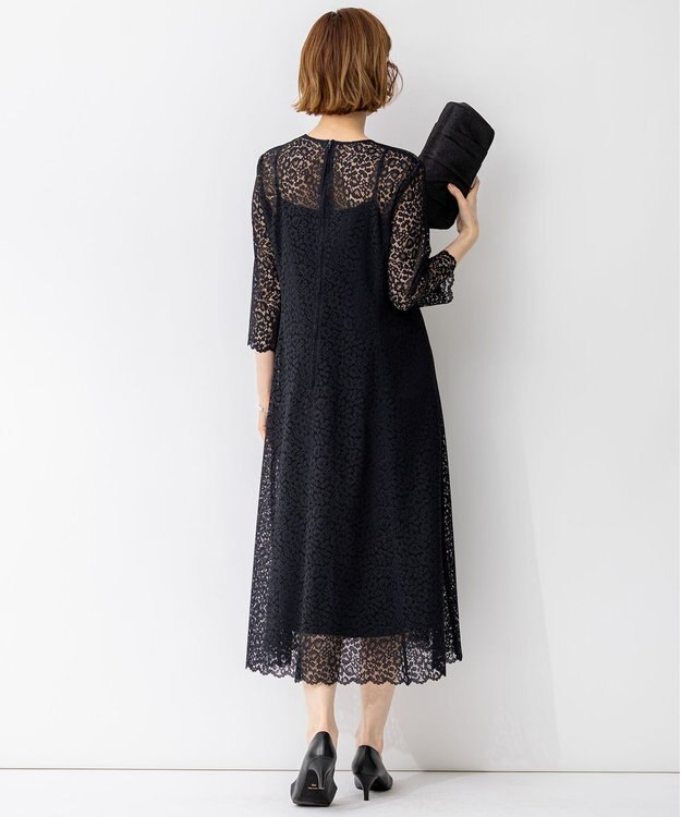 23区 S 【APPLAUDIR】ニュアンスフラワーレース ドレス ネイビー系