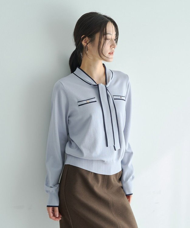 YECCA VECCA 配色ボウタイニット Ivory