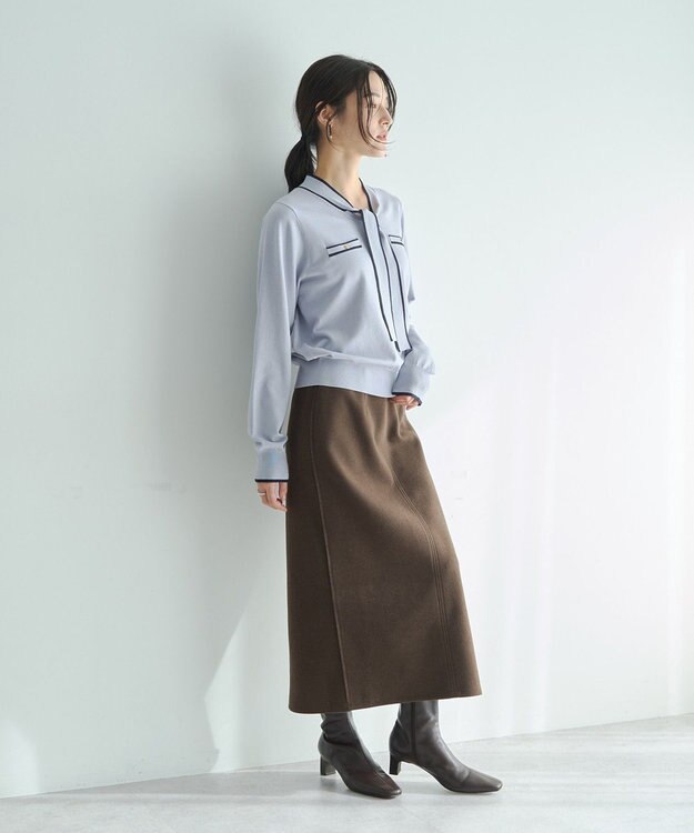 YECCA VECCA 配色ボウタイニット Ivory