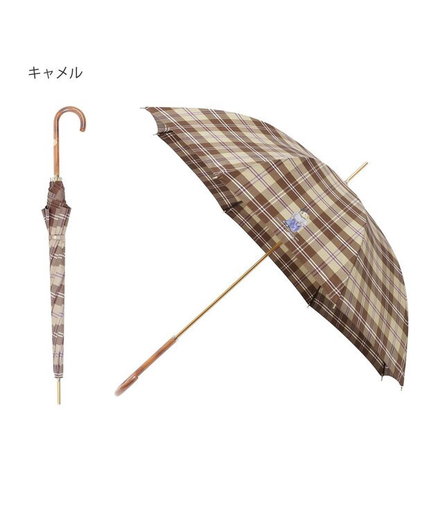 MOONBAT 【雨傘】POLO RALPH LAUREN（ポロ ラルフローレン）チェック ポロベア ワンポイント 長傘 キャメル