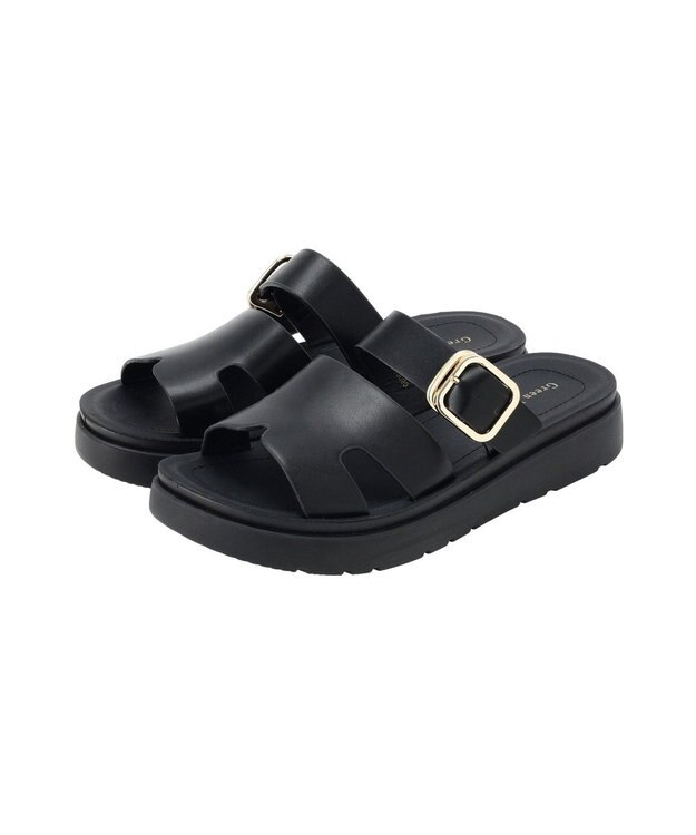 Green Parks カッティングベルトサンダル Black