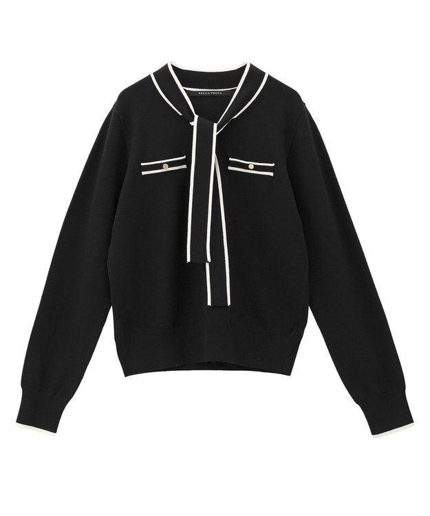 YECCA VECCA 配色ボウタイニット Ivory