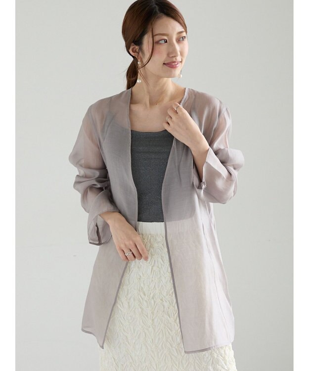 Te chichi シアーノーカラーシャツ グレー