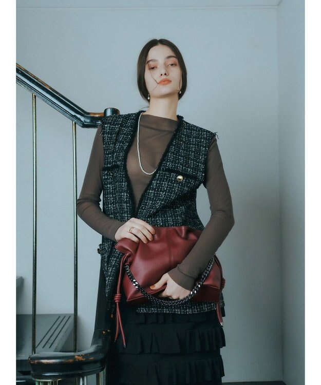 YECCA VECCA 【CLASSY.掲載】2wayチェーンギャザーバッグ Bordeaux