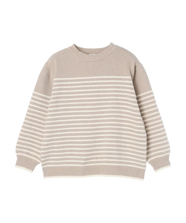 CRAFT STANDARD BOUTIQUE 洗えるモールニットボーダープルオーバー Gray Beige