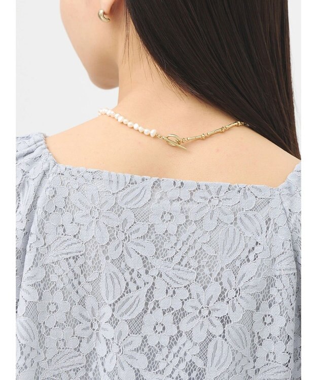 earth music&ecology フラワーレースブラウス Light Gray