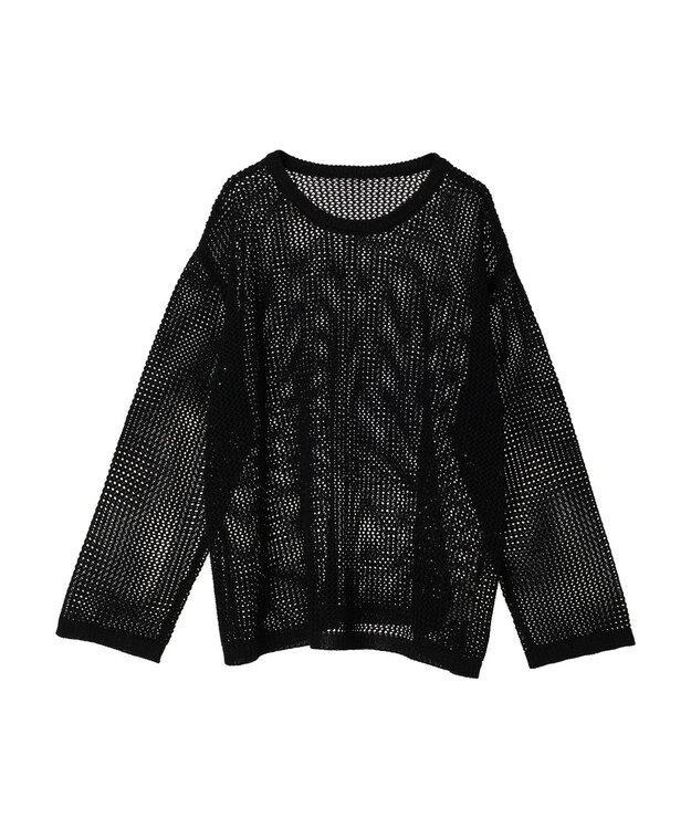 earth music&ecology ラメメッシュプルオーバー Black