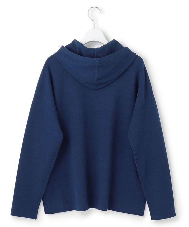 23区 L 【洗える】ダブルフェイスニット パーカー ブルー系