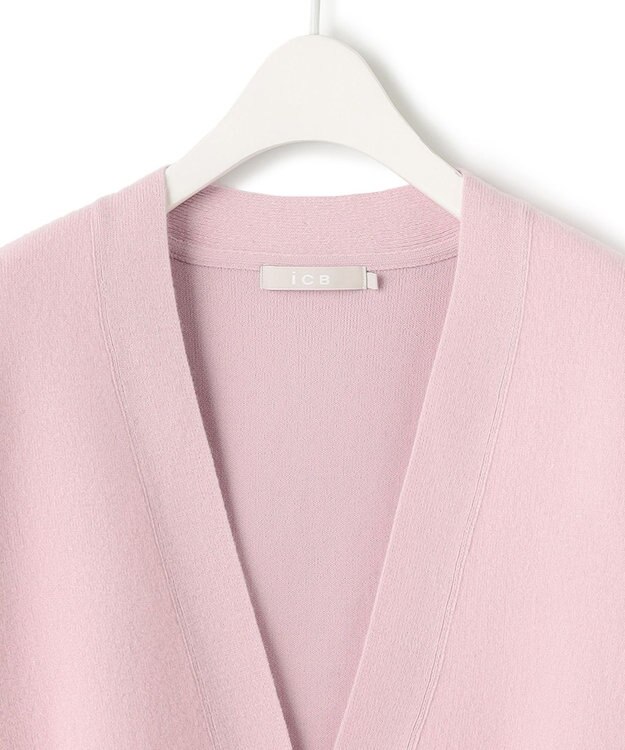 ICB 【洗える】ウールカシミヤ Vネックカーディガン ピンク系