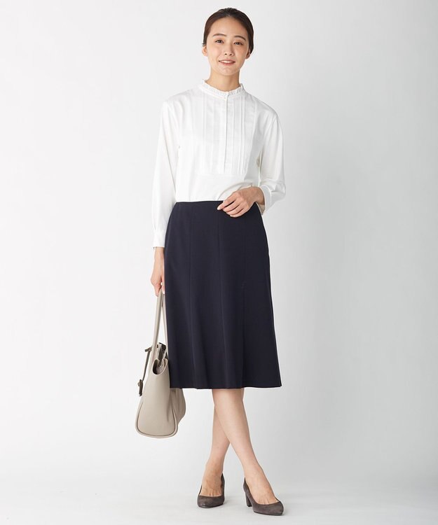 J.PRESS LADIES 【スーツ対応】T／Rアルガンシルク スカート ネイビー系