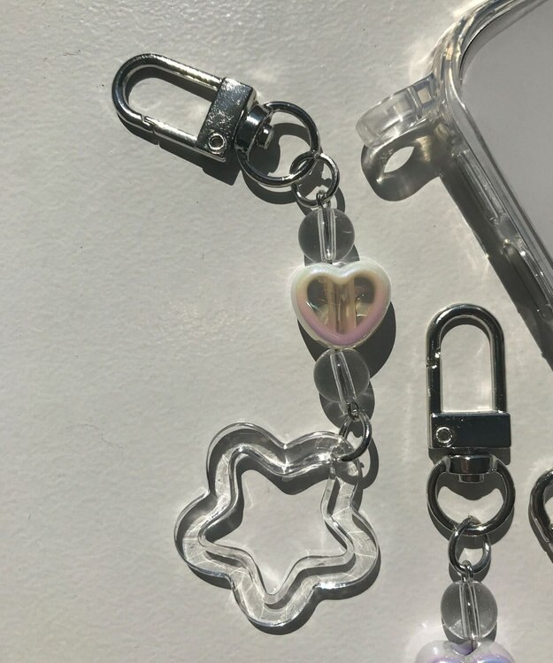 WEGO クリアフラワーミニキーホルダー ホワイト