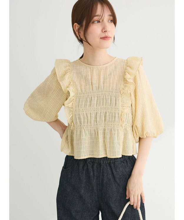 Green Parks ・ＥＬＥＮＣＡＲＥ　ＤＵＥ　シャドーチェックブラウス Yellow