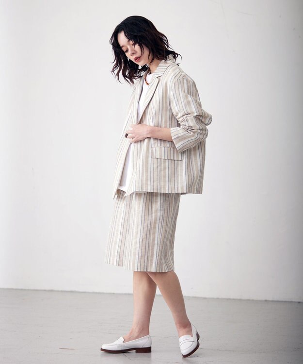 J.PRESS YORK STREET 【WOMEN】コットンリネン　ハーフパンツ ベージュ系1