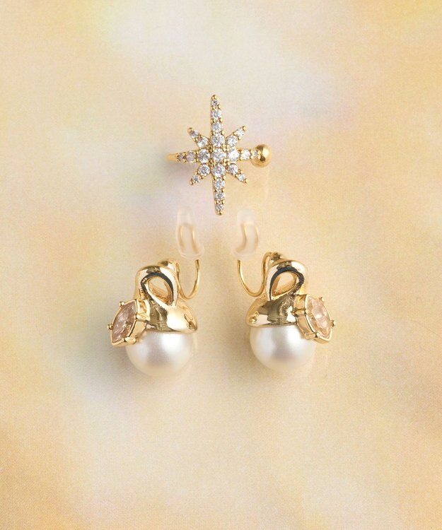 Phoebe 【限定セット】【金属アレルギー対応】ロマンティックスノーイヤリング&イヤーカフ ゴールド