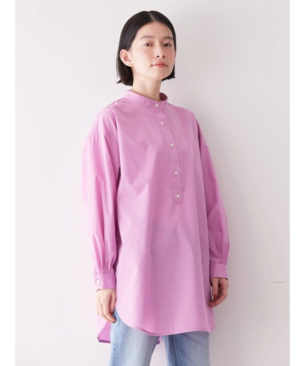 AMERICAN HOLIC イージーケアバンドカラーシャツチュニック Pink