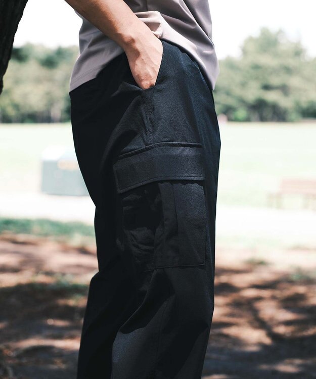 SHARE PARK MENS 【撥水・UVカット・ストレッチ・軽量 】ナイロンカーゴパンツ（Lサイズ） ブラック系