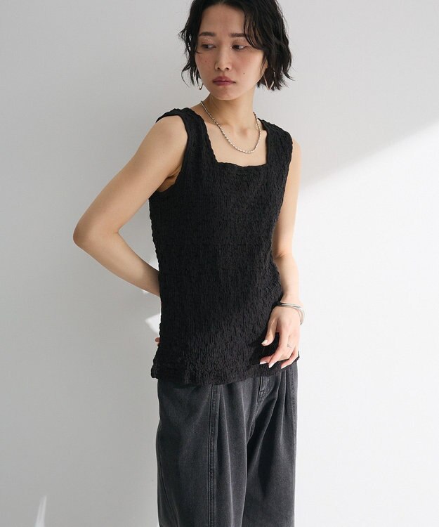 Green Parks 表面感タンクトップ Black