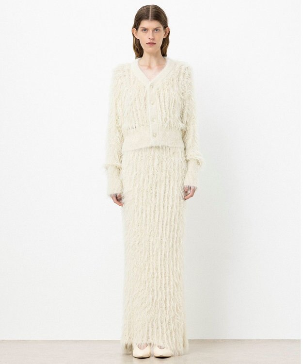 NAVE 【ReNAVE・洗える】メルティーシャギーニット スカート ホワイト系