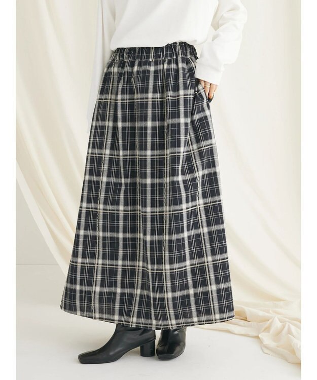 CRAFT STANDARD BOUTIQUE 先染めチェック（小）スカート Black