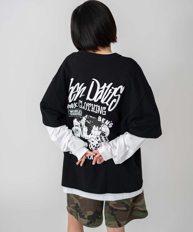 WEGO 【ユニセックス着用ITEM】別注BENDAVISアンサンブルグラフィックT ブラック