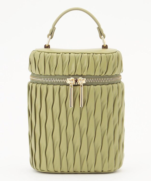 LA BAGAGERIE 【MONICA】ランダムプリーツバニティバッグ グリーン