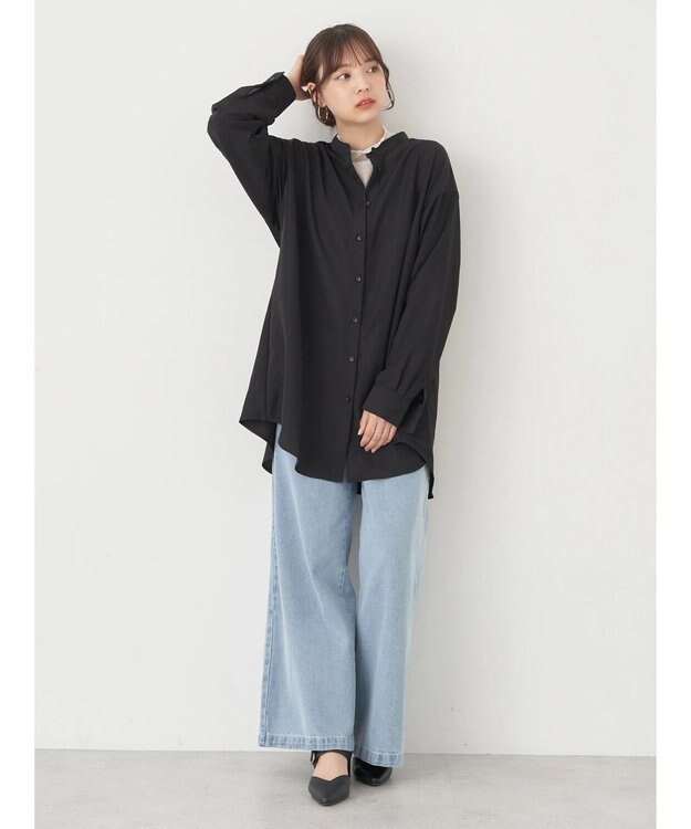 earth music&ecology バックデザインシャツ Black