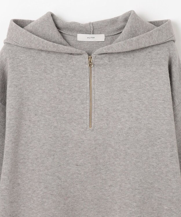 ANY L ハーフジップニットフーディー ライトグレー