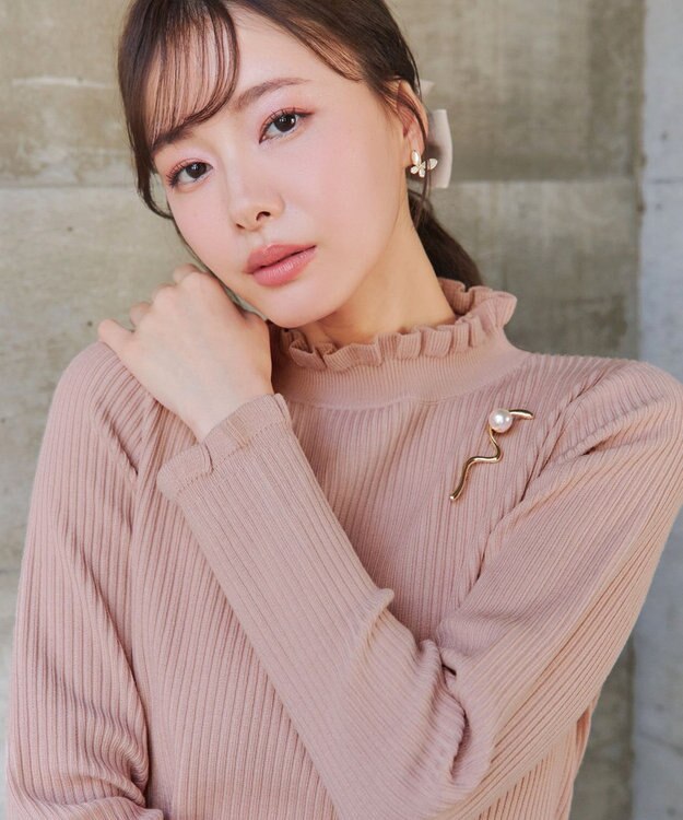 Tiaclasse 【安田美沙子さん着用・選べる2type・洗える】 フリルニットトップス フリル襟：ピンク