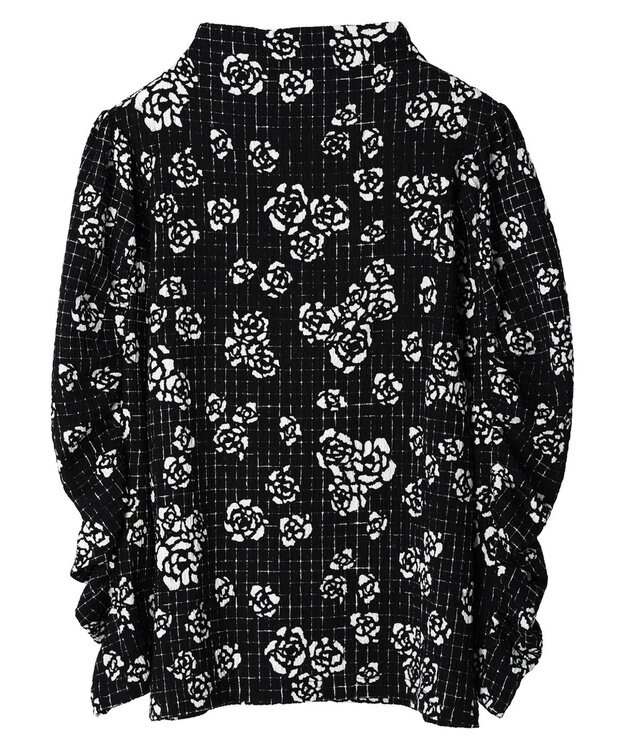 Green Parks ■ＥＳＣＡＲ　ボトルネッククレープカットプルオーバー Flower Black