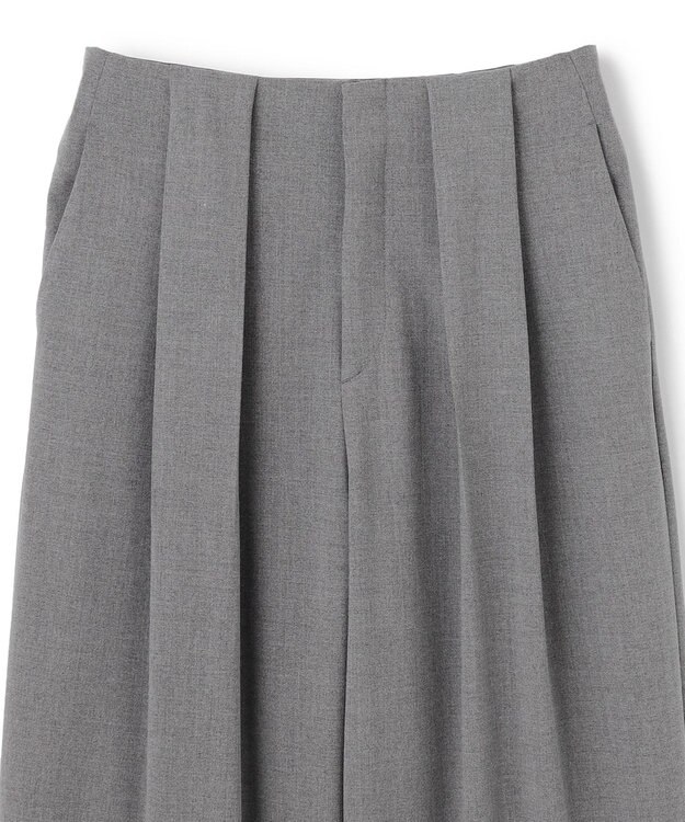 BEIGE， 【セットアップ対応・洗える・Precious 10月号掲載】ZEPHYR / ウールライクタックベルトワイドパンツ Top Gray