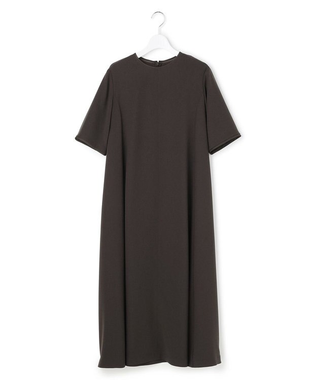 23区 S ストレッチジョーゼット フレアワンピース ダークブラウン系