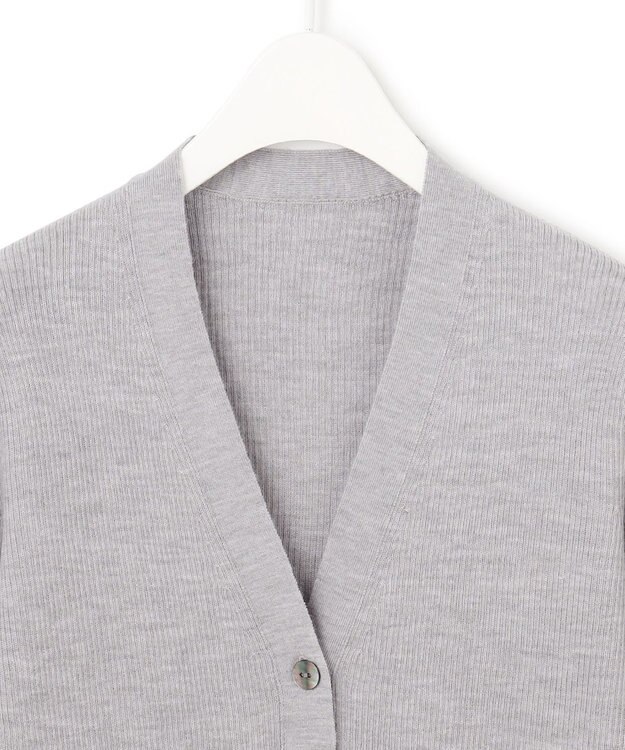 ICB 【WEB限定・洗える】エクストラファインメリノ リブニットカーディガン ライトグレー系