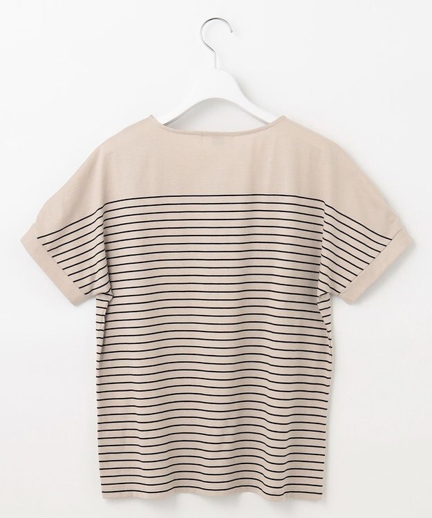 J.PRESS LADIES パネルボーダー ドルマン カットソー ベージュ系1