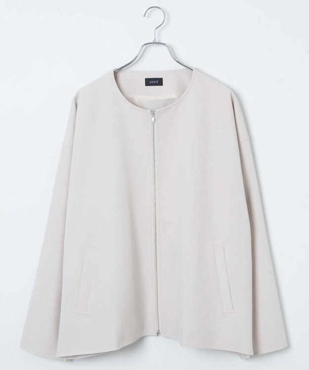 WEGO 【ユニセックス着用ITEM】トロミノーカラーブルゾン ライトベージュ