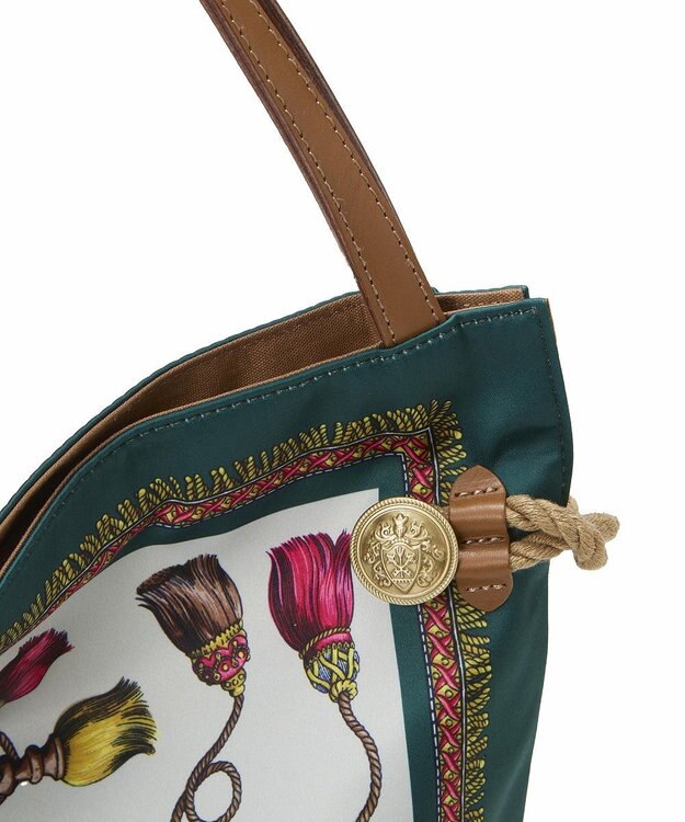 TOPKAPI 【TREASURE TOPKAPI】マイルドサテン スカーフ柄 トートバッグ グリーン