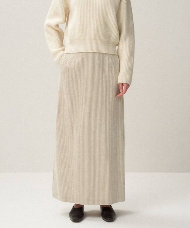 ATON 5W COTTON CORDUROY | ペンシルスカート WARM WHITE