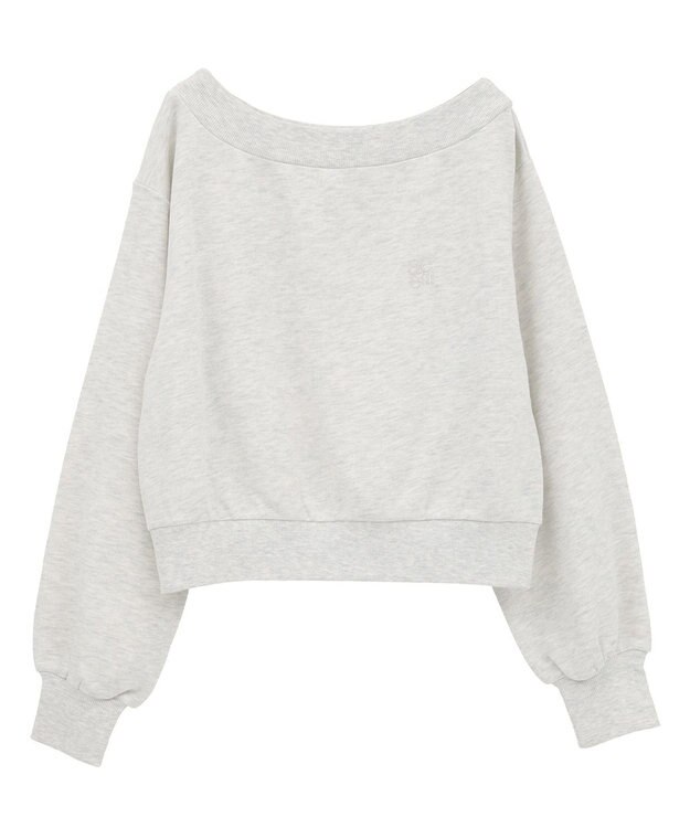 earth music&ecology ショート丈ワンポイント刺繍オフショルスウェット Oatmeal