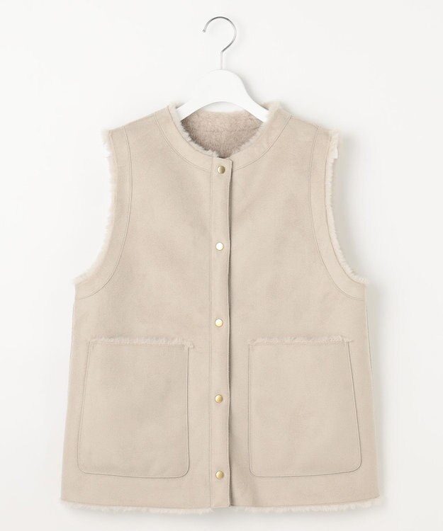 自由区 リバーシブルエコメリノムートン ジレ ベージュ