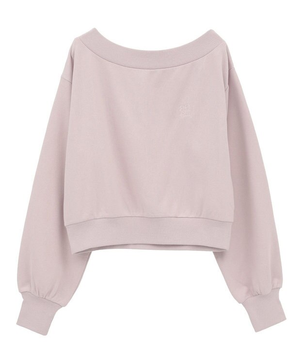 earth music&ecology ショート丈ワンポイント刺繍オフショルスウェット Pink