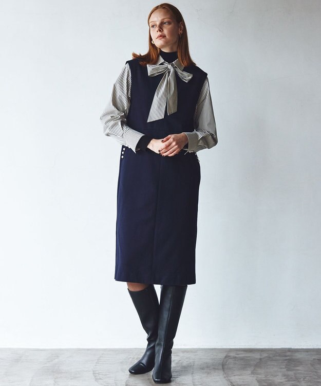 組曲 S 【ボウタイ付き】メッセージシャーティング シャツ アイボリー系1