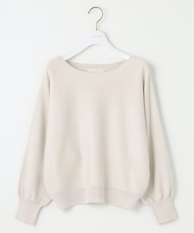 ANY SIS 【洗える】パフスリーブラメ ニット アイボリー